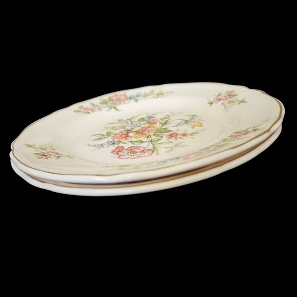 Set of 2 Vintage Edwin M. Knowles Semi Vitreous Floral Plates 6" USA 46-12 - Picture 4 of 6